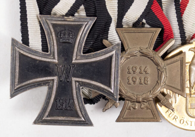 WWI medalbar with EK2, Frontkämpfer Ehrenkreuz, Austrian commemorative medal
