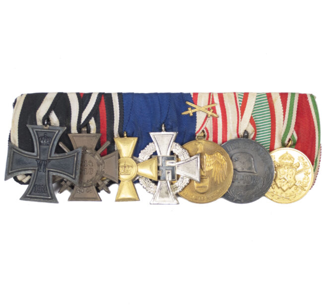WWI WWII German medalbar with Ek2, FEK, DA 25 Jahre, Treue Dienst 25 Jahre, WWI commemorative medals