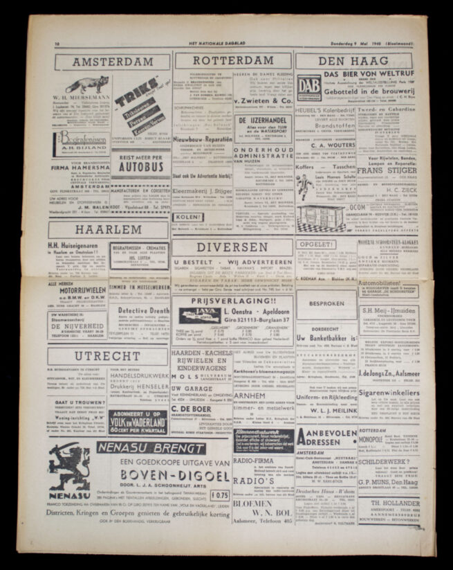 (Newspaper NSB) Het Nationale Dagblad - 9 mei 1940 (Feldmeijer internering)