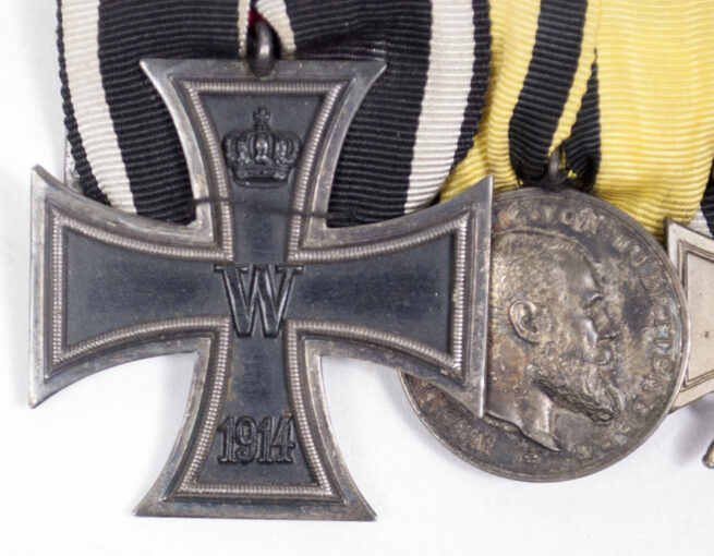 (Württemberg) Medalbar with EK2, Silberne Militärverdienstmedaille,FEK, Bulgarian commemorative medal