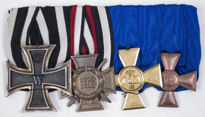 WWI Medalbar with EK2, FEK, Dienstauszeichnungen 25 + 15 Jahre Keuzer