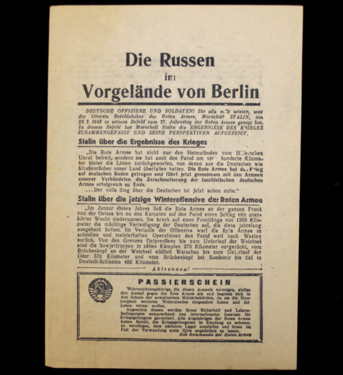 (Pamphlet) Russian anti-German propaganda Die Russen im Vorgelände von Berlin (24.2.1945)