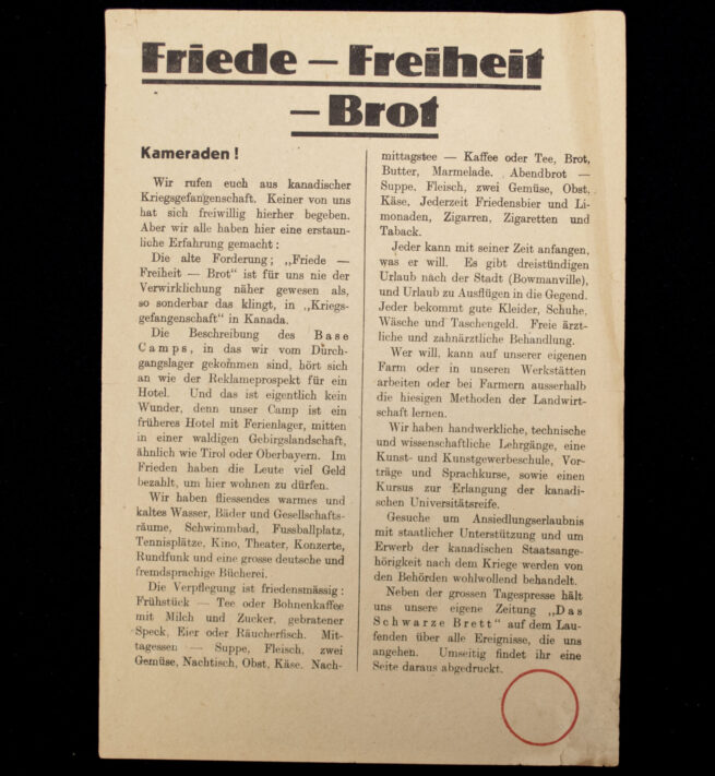 (Pamphlet) Black propaganda Friede Freiheit Brot (1943)