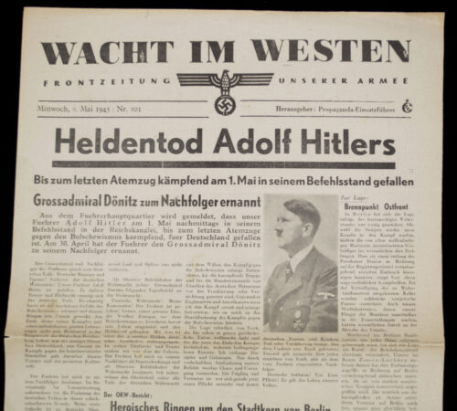 (Newspaper) Wacht im Westen Frontzeitung unserer Armee 2. Mai 1945