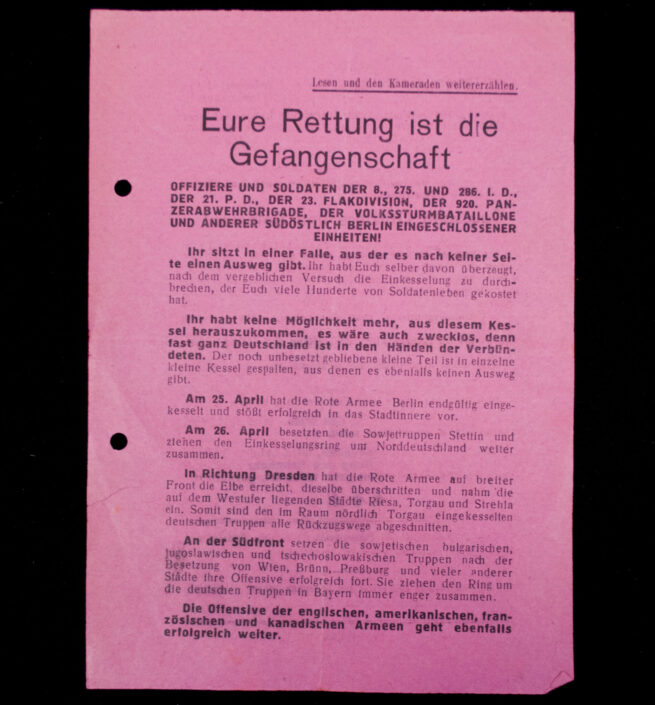 (Pamphlet) Russian anti-German propaganda Eure Rettung ist die Gefangenschaft (27 April 1945)