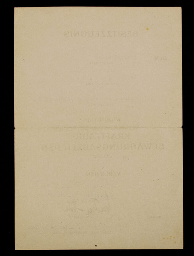 (Citation-Urkunde) Besitzzeugnis Kraftfahrbewährungsabzeichen in Silber (1944)