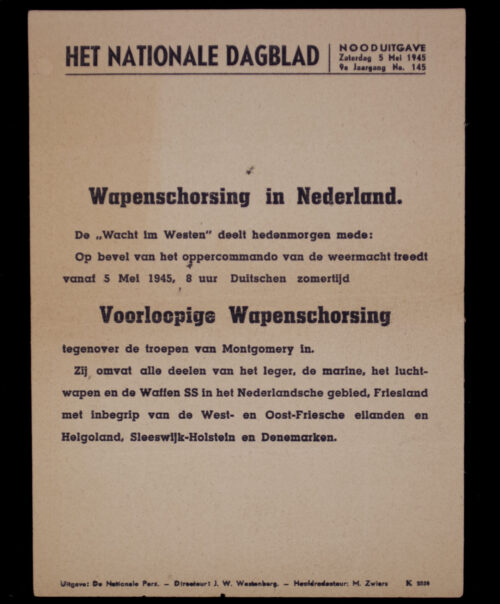 (Newspaper) Collection of 18 NOODNUMMERS of the NSB newspaper Het Nationale Dagblad + VOVA (1945) - RARE!