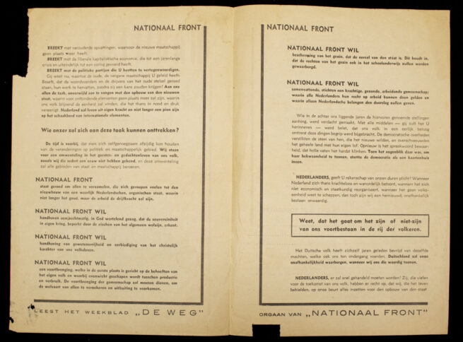 Manifest van het Nationaal Front (Leider Arnold Meijer)