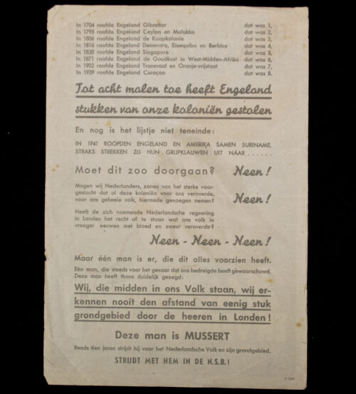 (NSB) Pamphlet Eens met bloed en zweet verworven voor ons volk, nu verraden en verkwanseld