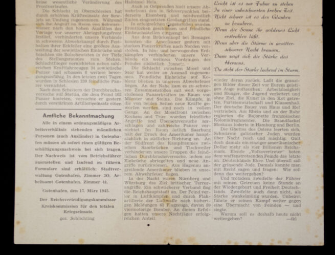 (Newspaper) Festung Gotenhafen Nummer 4. - 18 März 1945