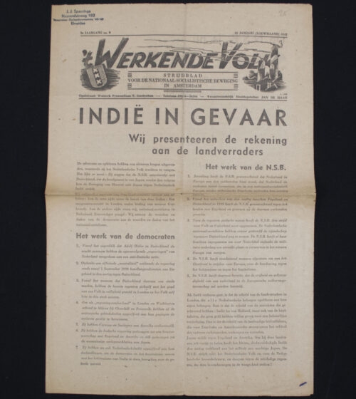 (Newspaper NSB) Werkende Volk - Strijdblad voor de Nationaal - Socialistische Beweging in Amsterdam 1e Jaargang No.9 (1942)