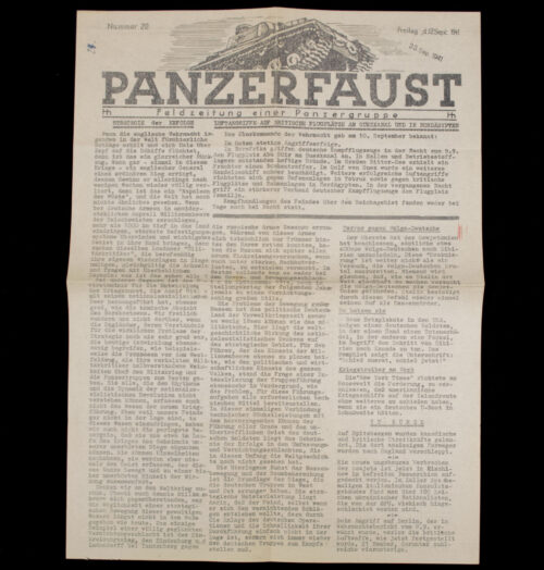 (Newspaper) Panzerfaust. Feldzeitung für Soldaten einer Panzerarmee. Nr.28 (1941)