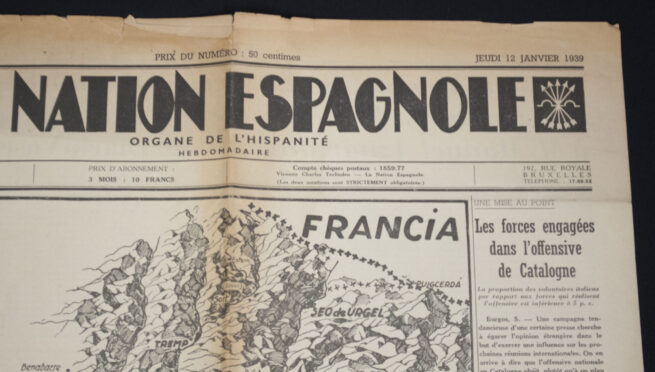 (Newspaper) Spanish Civil War - La Nation Espagnole 12 Janvier 1939