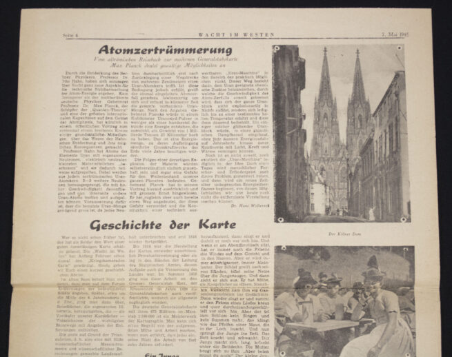 (Newspaper) Wacht im Westen Frontzeitung unserer Armee 7. Mai 1945 (RARE!)