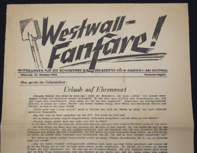 (Newspaper) Westwall Fanfare! Mitteilungen für die schanzende Jugend des Gebietes Köln-Aachen am Westwall (1944)