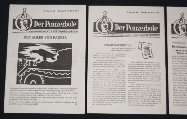 (Pamphlet) Collection of 10 editions of Der Panzerbote Nachrichtenblatt einer Panzer-Division PamphletsNewspapers (1945) - RARE!