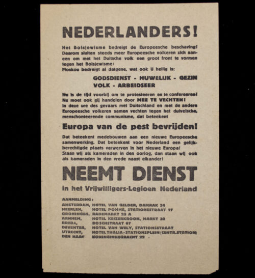 (Pamphlet) Nederlanders! Neemt dienst in het Vrijwilligers-Legioen nederland