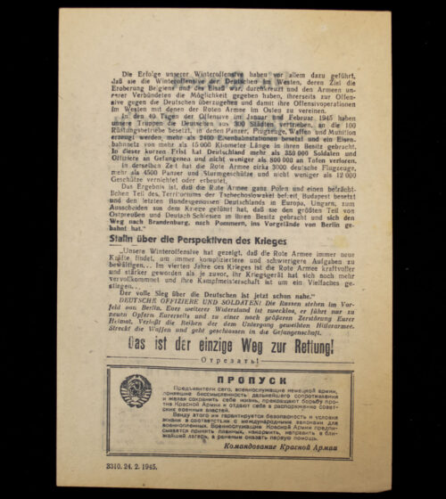 (Pamphlet) Russian anti-German propaganda Die Russen im Vorgelände von Berlin (24.2.1945)