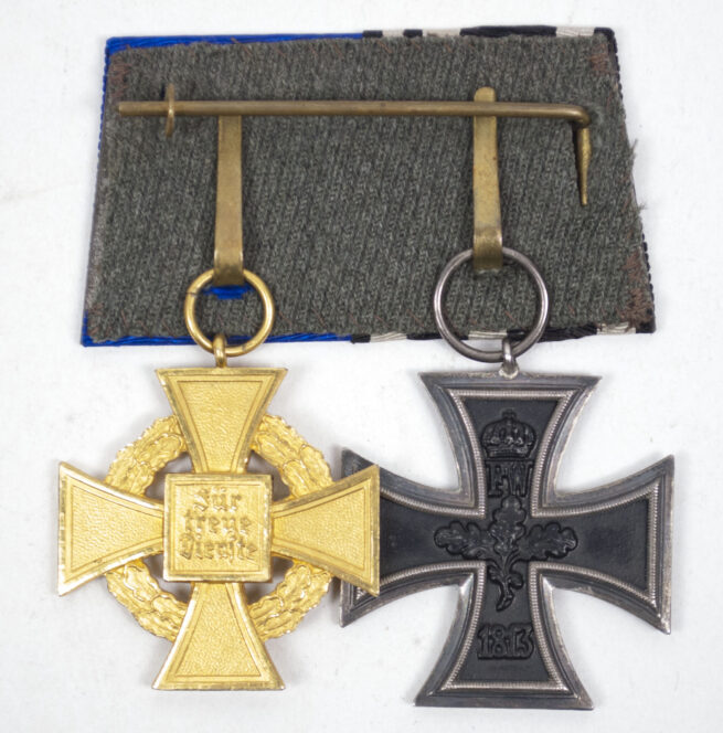 WWII Medalbar with Iron Cross second class and Treue Dienst 40 Jahre