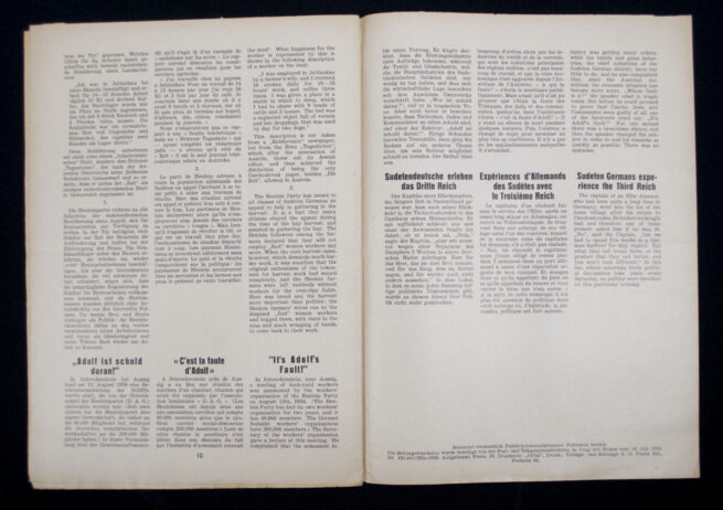 Sudetenberichte Information des Sudetes Sudeten german Newsletter No.7 - 20 August 1938