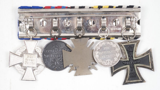 WWII Medalbar Wurttemberg with EK2, Silberne Tapferkeitsmedaille, FEK, Treue Dienst