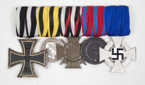 WWII Medalbar Wurttemberg with EK2, Silberne Tapferkeitsmedaille, FEK, Treue Dienst