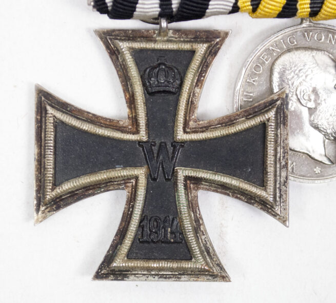WWII Medalbar Wurttemberg with EK2, Silberne Tapferkeitsmedaille, FEK, Treue Dienst
