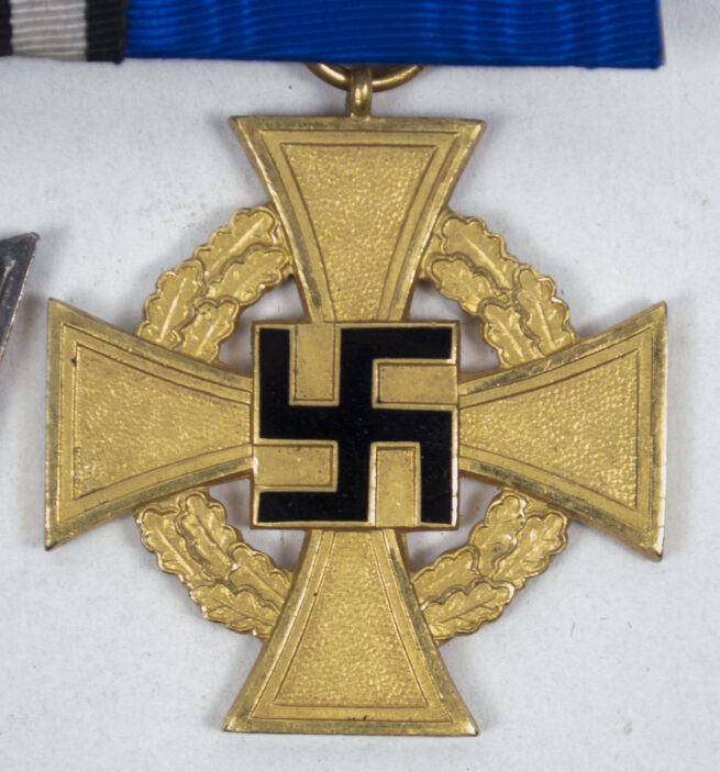 WWII Medalbar with Iron Cross second class and Treue Dienst 40 Jahre