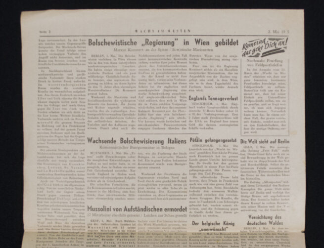 (Newspaper) Wacht im Westen Frontzeitung unserer Armee 2. Mai 1945