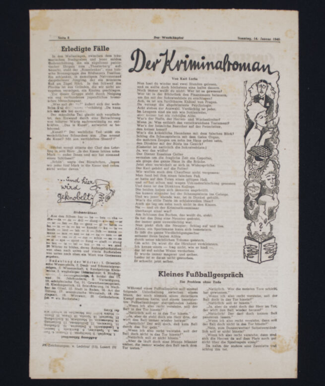 (Newspaper) Der Westkämpfer Frontzeitung unserer Armee 14 January 1945 (Bastogne Battle!)