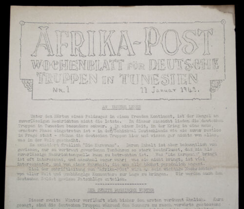 Afrika-Post. Wochenblatt für Deutsche Truppen in Tunesien NR.1 (1943)
