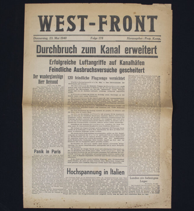 (Newspaper) Westfront Folge 178 Donnerstag, 23 Mai 1940