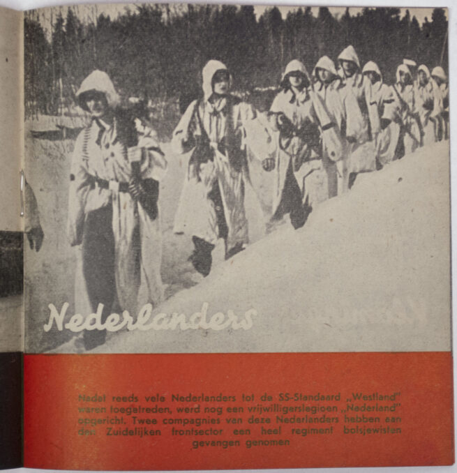 (Brochure) Dutch SS - Europa maakt Front (1942), 22. unnumbered pages - paperback - 13 x 12 cm. With K-number: K-199. Condition: The publication is in good condition, fresh of color too. This is a rare illustrated propaganda/recruitment brochure of the Waffen-SS. The content is about several European volunteers in the SS service. As far as I know there's no other copies for sale at the moment. This brochure is missing in a lot of collections. RARE!