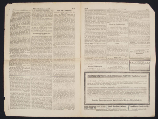 Newspaper-Völkischer-Beobachter-München-15.-juli-1923-RARE.