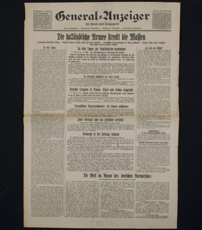 (Newspaper) General-Anzeiger - Dutch Capitulation 15 Mai 1940