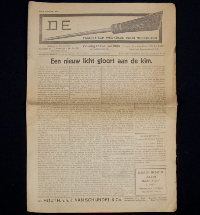 (Newspaper) De Bezem Fascistisch weekblad voor Nederland 6e jaargang No.12 (25 februari 1932)