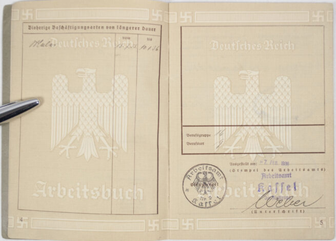Arbeitsbuch second type from Arbeitsamt Kassel (1936)