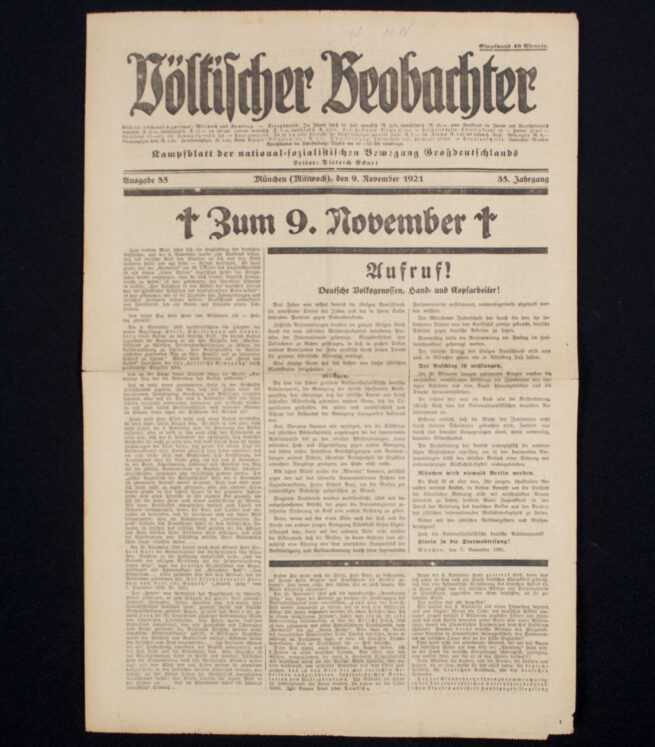 (Newspaper) Völkischer Beobachter - München 9. November (1921) - RARE