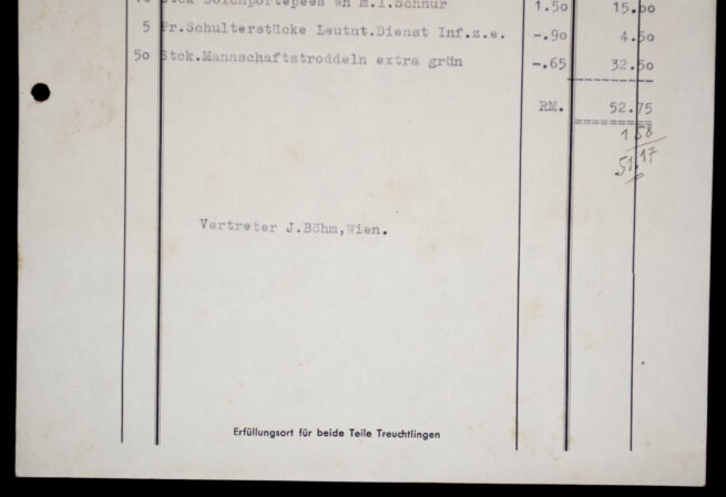 L. Schmidt-Rauch - RZM 84 - Order form Dolchportepees, Schulterstücke Troddeln (1941)