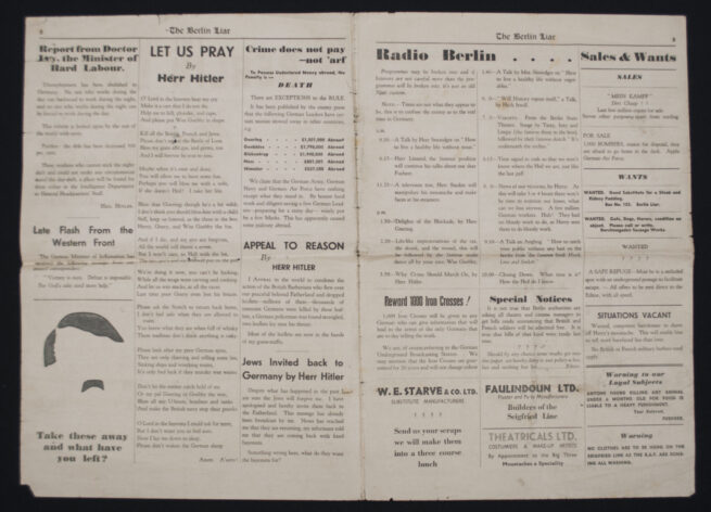 (Newspaper) Anti-German Propaganda The Berlin Liar october 1939 - Special edition - RARE!