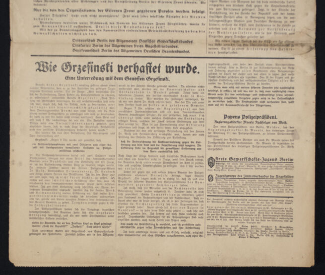 (Newspaper) Vorwärts Berliner Volksblatt - Zentralorgan der Sozialdemokratischen Partei Deutschlands 21. Juli (1932)