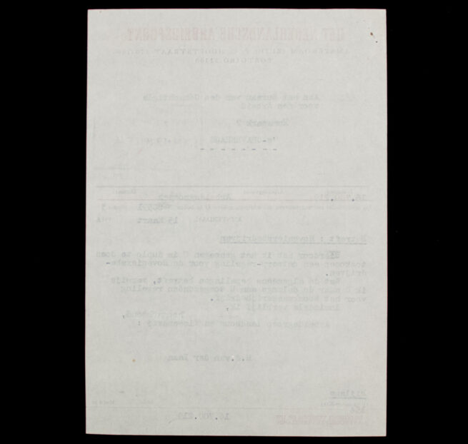 (NSB) Het Nederlandsche Arbeidsfront (NAF) letter (1944)