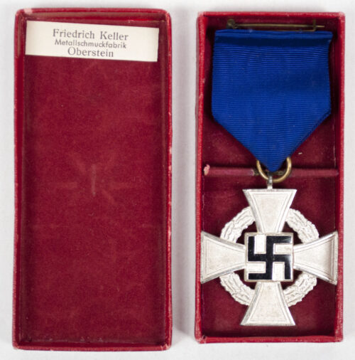 Treue Dienst 25 Jahre + etui (Maker Friedrich Keller Metallschmuckfabrik Oberstein)