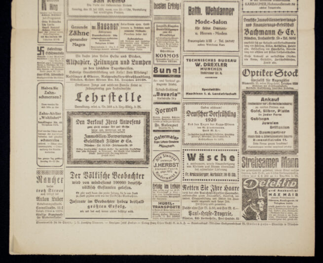 (Newspaper) Völkischer Beobachter – München 22. Juli (1920) – RARE