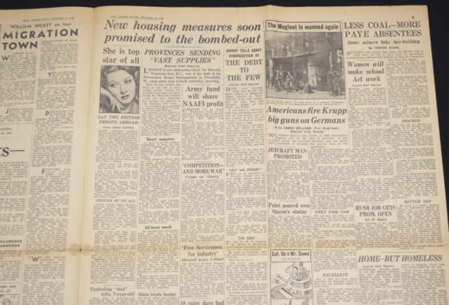 (Newspaper) Market Garden - Daily Express - September 18, 1944 - AIRBORNE INVADERS TAKE DUTCH TOWNS