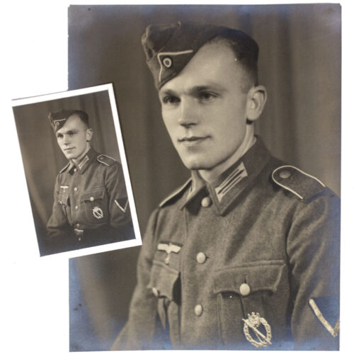 Wehrmacht (Heer) 2 Portrait photo's (Large and Small) with ISA in wear