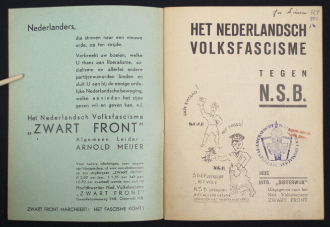 (Brochure) Het Nederlandsch Volksfascisme Zwart Front tegen N.S.B. (1935)