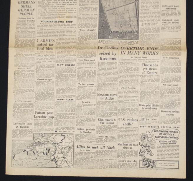 (Newspaper) Market Garden - Daily Express - September 19, 1944 - 16-MILE DASH LINKS TANKS TO AIR ARMY