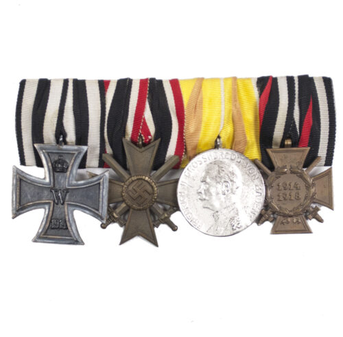 German WWII Medalbar with Ek2, KVK, Baden Verdienstmedaille + FEK
