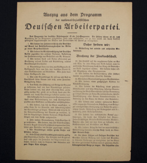 (Pamphlet) NSDAP Auszug aus dem Programm der Nationalsozialistischen Deutschen Arbeiterpartei (1928)